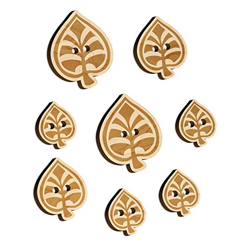 Intricate Leaf Design Wood Buttons for Sewing Knitting Crochet DIY Craft - Various Sizes (8pcs) Sniggle Sloth