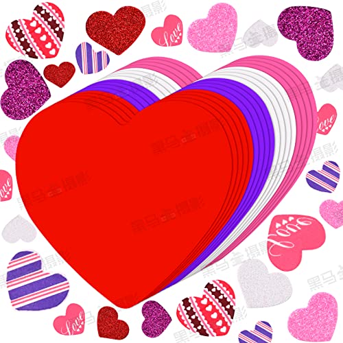 386 Pcs Valentine's Foam Heart Stickers Kit Includes 370 Pcs Glitter Self-Adhesive Heart Foam Stickers and 16 Pcs Colorful Large Foam Hearts for Lecferrarc