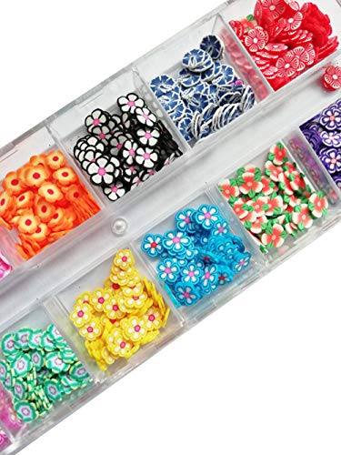 AKOAK 2 Boxes of Crystal Mash Clay Strip Flowers Fruit Slices Apples, Strawberries, Watermelons Nail Crafts Making, Decorations Scrapbook DIY Crafts AKOAK