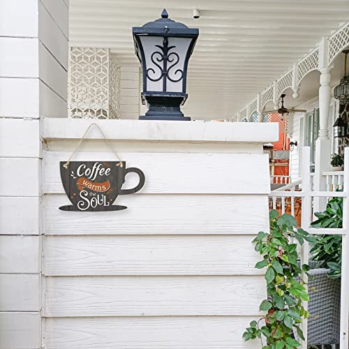 3Pack Cup Wood Sign for Craft Blank Unfinished Hanging Wooden Board with Hole DIY Door Wall Decor Shop Coffee Decoration Lamantery