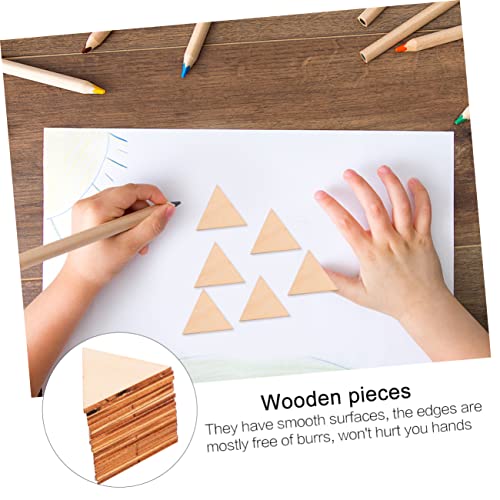 VILLFUL 60pcs Triangular Wood Chips Wooden Shapes for Crafts Unfinished Wooden Triangular Slices Triangles Wood Shapes Wooden Gift Tag Unfinished VILLFUL