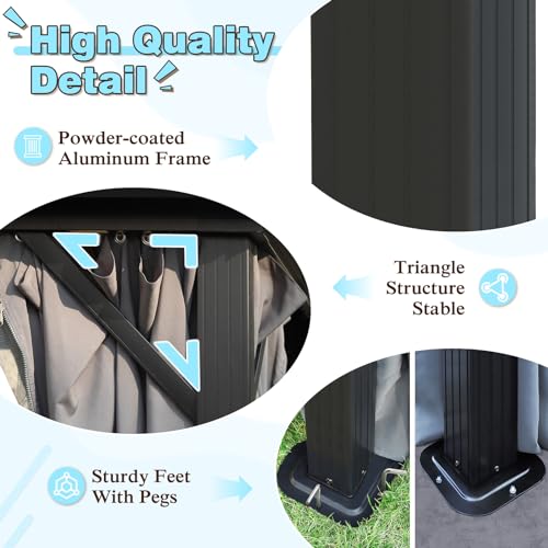 MUPATER 12X20 FT Hardtop Gazebo with Galvanized Steel Double Roof, Outdoor Metal Pergola Gazebo with Aluminum Frame, Mesh Nettings and Curtains for MUPATER