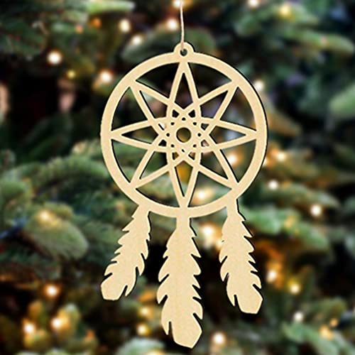 VOSAREA 30Pcs Wooden Dreamcatcher Wood Cutout Shapes Craft Shaped Embellishments Dream Catcher Wood Slices Handmade Labels Wood Log Slices Hanging VOSAREA