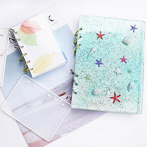 Note Book Cover Resin Mold, Tomorotec Clear Casting Epoxy Resin Molds Book Cover A6,A5,A7 with 36 PCS Book Rings and 2 PCS Bookmarks Tomorotec