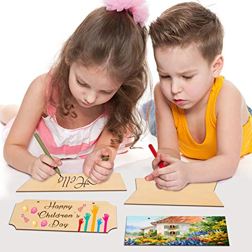 15 Pieces Unfinished Hanging Wood Sign Rectangle Blank Hanging Decorative Wood Plaque Wooden Slices Banners with Ropes for Pyrography Painting BAPHILE