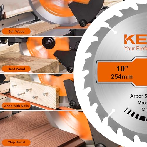 KENDO 1-Pack 10 Inch 40T Carbide-Tipped Circular Saw Blade with 5/8 Inch Arbor, Professional ATB Finishing Woodworking Miter/Table Saw Blades for Kendo