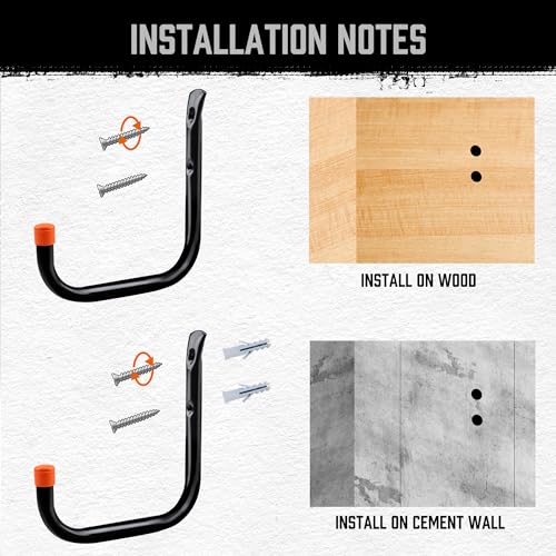 HORUSDY 6 Pack Garage Hooks, Utility Hooks, Garage Hooks Heavy Duty Wall Hooks (Large - 8 inch) HORUSDY