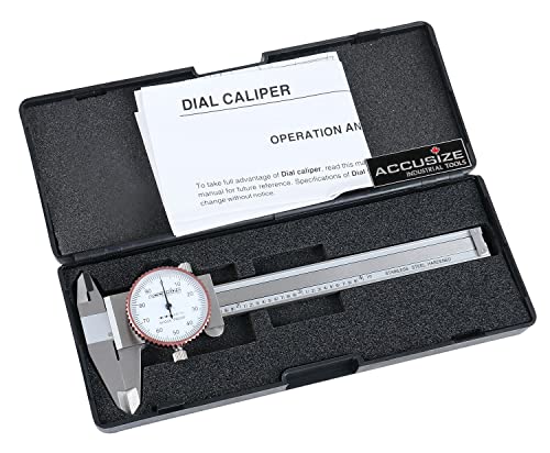Accusize Industrial Tools 0-4 inch by 0.001 inch Precision Dial Caliper, Stainless Steel, in Fitted Box, P920-S214 Accusize Industrial Tools