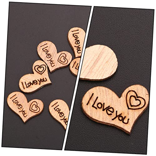 Yardenfun 200pcs Heart Shaped Wood Chips Wooden Embellishments Wood Heart Guest Book Heart Charm Unfinished Wooden Heart Cutouts Wood Discs for Yardenfun