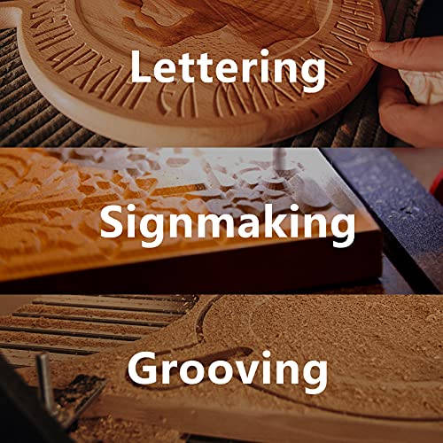 MNA 90 Degree V Groove and Round Nose Router Bit Set, 1/4 Inch Shank Signmaking Router Bits, 3D CNC Lettering & Engraving Router Bit Kit MNA