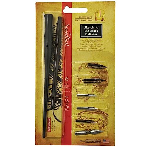 Speedball Sketching Pen Set - 2 Penholders w/ 6 Pen Tips Speedball