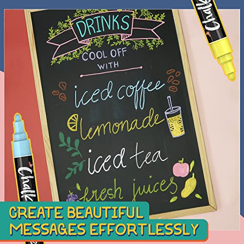 Chalkola Liquid Chalk Markers Erasable (30 Pack 6mm) Pastel + Neon Chalk Pens - Wet Wipe Washable Paint for Chalkboard Sign, Blackboards, Car Window, Chalkola