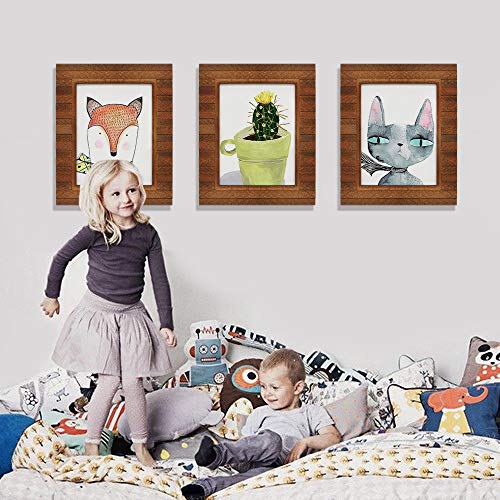 Eosglac 11x14 Picture Frame Rustic Brown, Handmade Wood Plank Design, Photo Frames Wall Mounting Display Eosglac