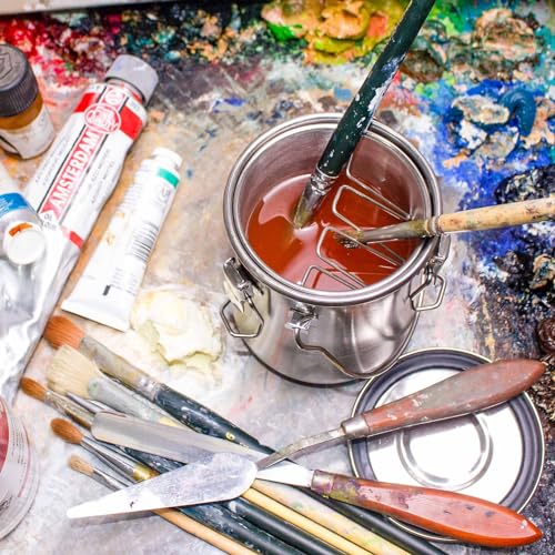 CUGEBANNA Paint Brush Washer,Airtight Stainless Steel Brush Cleaner for Oil Painting Acrylic,Brush Washer with Cleaning Beads and Wringer CUGEBANNA