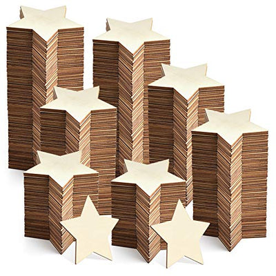 120 Pieces 2 Inch Unfinished Wooden Star Blank Natural Wood Slices Wooden Cutout Tiles for DIY Crafts Home Decoration Painting Staining