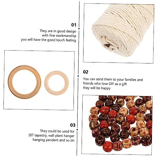STOBOK 1 Set Tapestry DIY Accessories Macrame Kit Plant Unfinished Wood Circles Macrame Cord Making Craft Foe Adults Macrame Kits for Starter Bead STOBOK