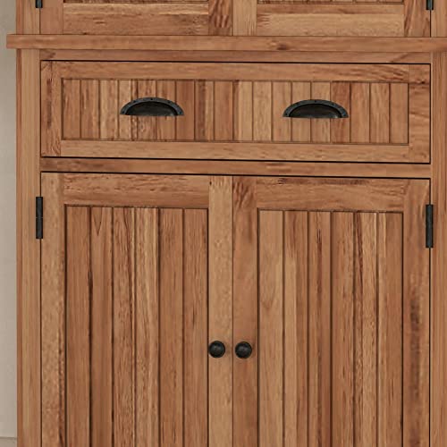 Homestyles Nantucket Storage Cabinet Kitchen Pantry with Drawers and Adjustable Shelves, 71.5 Inch Height, Natural Brown Maple Finish homestyles