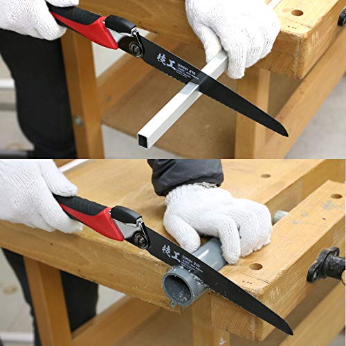 KAKURI Japanese Pull Saw Folding for Metal Cutting & PVC Cutting 8-1/4", Foldable Hand Saw for Aluminum, Brass, Soft Iron, Plastic, Pipe, Razor Sharp KAKURI