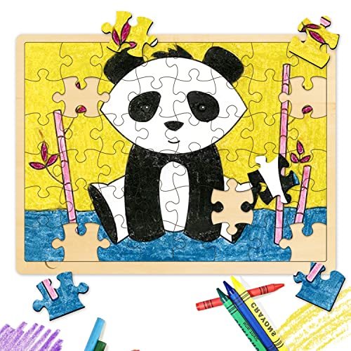48 Piece Blank Puzzle with Puzzle Tray to Draw on, Each Piece is Unique, Custom Puzzle 14.2x10.6 Inches for Crafts & DIY, Make Your Own Wooden Jigsaw MoinKidz