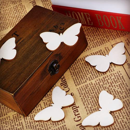 Blank Butterfly Wood Slices Unfinished Wooden Cutout DIY Ornaments Craft 100pcs Samanter