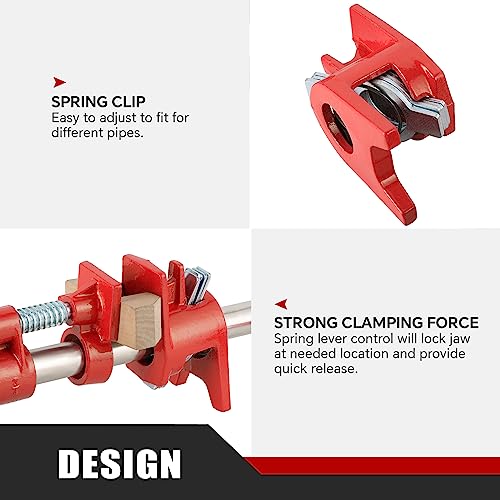 ATPEAM Wood Gluing Pipe Clamp Set | 6 Pack 3/4’’ Heavy Duty Cast Iron Quick Release Pipe Clamps for Woodworking with Unique Foot Design (6, 3/4'') ATPEAM