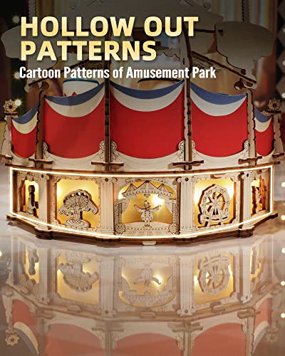 ROKR 3D Wooden Puzzles for Adults-LED Wooden Music Box Kits-Wood Model Kits to Build-3D Puzzles for Kids and Adults-Christmas STEM Toy Gifts ROKR