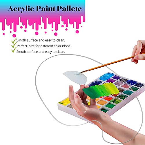 2 Pack of Clear Paint Palettes for Acrylic Painting, 12x8 French Style Oval Plexiglass Transparent Art Paint Pallet Holder Tray for Artist Painter Performore