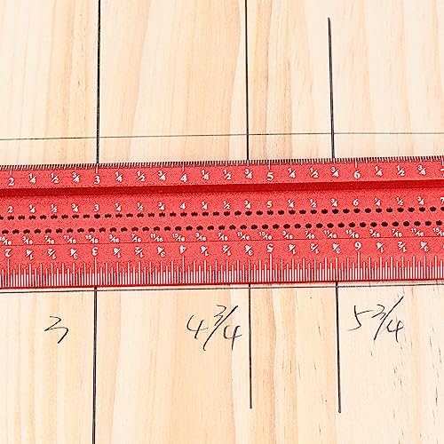 AKNgoes Woodworking Scriber T-Square Ruler 12in with Thoughtful Support Lips, Architect Ruler for Carpenter Work, Layout and Measuring Tools AKNgoes