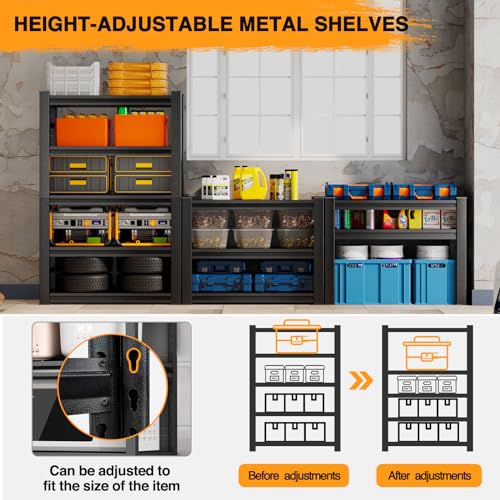 5 Tier Garage Shelving, Storage Shelves Heavy Duty Shelving, Adjustable Metal Shelf Rack and Shelf Units, Garage Shelving Heavy Duty Warehouse BEESTMUEBLE
