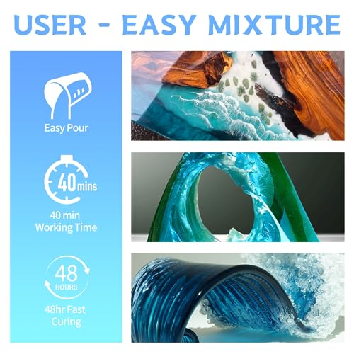 Epoxy Resin Kit, 2 Gallon Epoxy Resin Crystal Clear Not Yellowing No Bubble Self Leveling for DIY Molds Wood Jewelry Table Tops Bar Top Casting Myqiuf