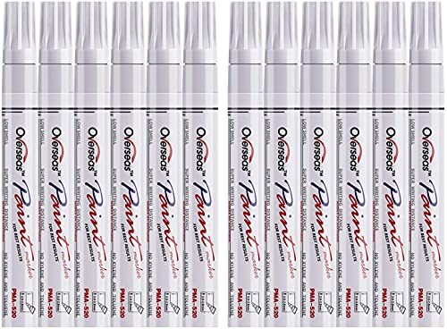 Lesun White Paint Pens Paint Markers, 12 Pack Waterproof Oil-Based Paint Pen Set Quick Dry and Permanent, Markers for Rock Painting, Stone, Ceramic, Overseas