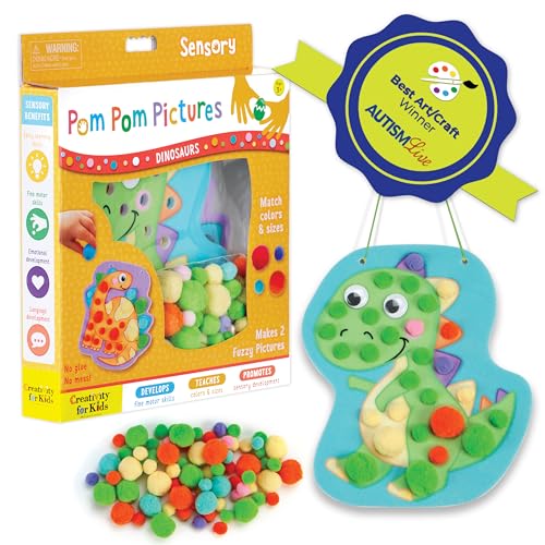 Creativity for Kids Pom Pom Pictures: Dinosaurs - Toddler Learning Toys, Sensory Play for Ages 3+ Creativity for Kids
