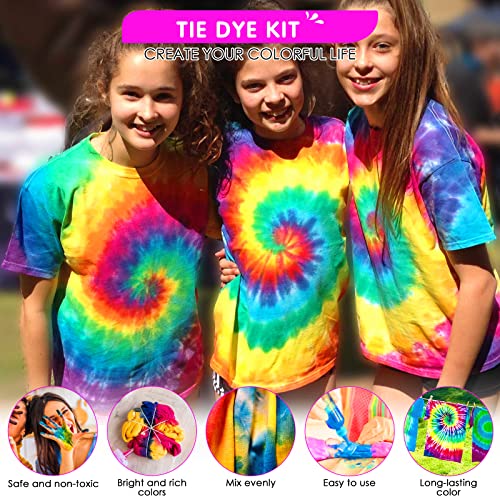 HTVRONT Tie Dye Kit - 32 Vibrant Colors Pre-Filled Bottles Tyedyedye Kit, Permanent Non-Toxic for Large Groups Kids Adults,Tye Fabric Textile HTVRONT
