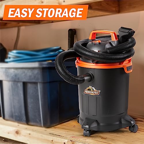 Armor All VO405P 0901 4 Gallon Wet/Dry Vac 2.0 Peak HP Shop Vacuum with Nozzles & Brush,Black/Orange Armor All