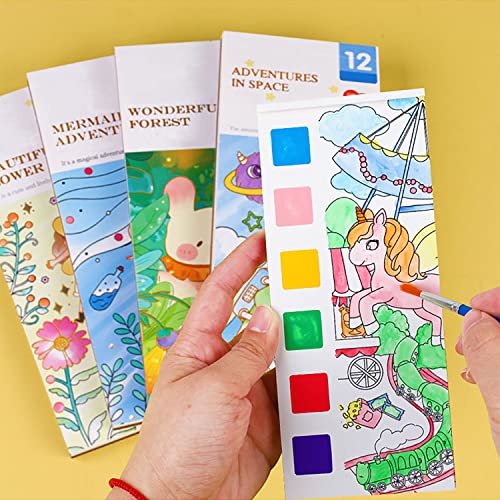 5 Pack Pocket Watercolor Painting Book Set, Watercolor Paint Book, Travel Pocket Watercolor Kit, Pocket Hand Book Stocking Goodie Bag Stuffer Gifts VERENIX