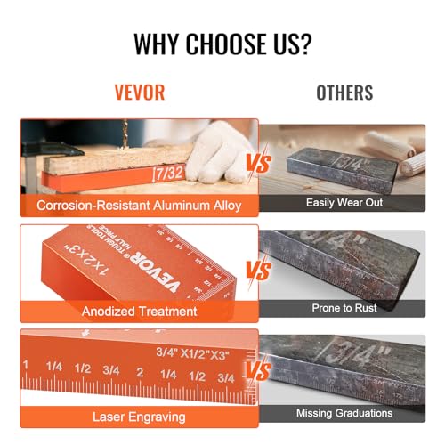 VEVOR Setup Blocks Woodworking Tools, 16-Piece, Precision Height Gauge Block Set, with Clearly Laser Engraved Size Markings and Storage Case, VEVOR