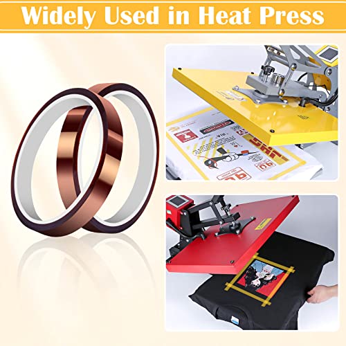 2 Packs Heat Resistant Tape for Heat Press Sublimation, High Temperature Heat Transfer Tape No Residue Thermal Transfer Tape for Dye Sublimation, Billbotk