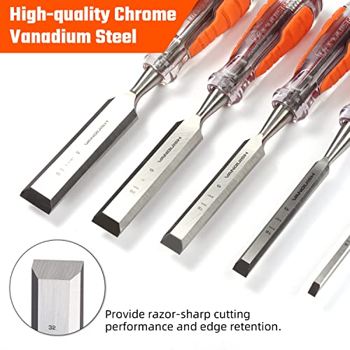 VANQUISH High-Impact 1 Inch Wood Chisel with One-Piece Forged Blade Go-Thru Mortise Chisel for Woodworking (4606) Vanquish