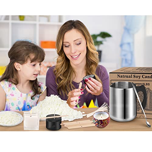 Soy Wax Candle Making Kit Supplies, Natural Candle Wax For Candle Making, DIY Art&Crafts Kit for Adults,Beginner,Kids, Including 5lbs Soy Wax Flakes, Haccah