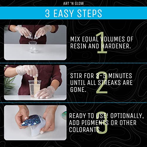 Art ‘N Glow Epoxy Resin for Clear Casting and Coating - 1 Gallon Kit - Perfect for Molds, Crafts, Tumblers, Jewelry, Wood - Food Safe, Non Yellowing, Art 'N Glow