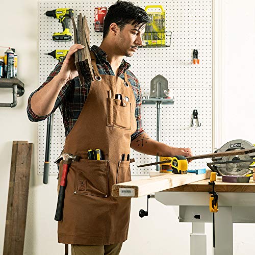 Texas Canvas Wares Waxed Canvas Heavy Duty Work Apron With Pockets - Deluxe Edition with Quick Release Buckle Adjustable up to XXL for Men and Women Texas Canvas Wares