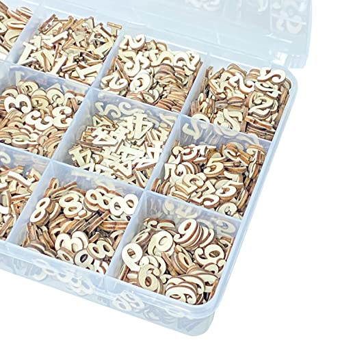 Cregugua 1692 Pieces 15mm Mini Wooden Numbers 9/16 inch Tiny Unfinished Wood Numbers 0-9 for DIY Scrapbooking Crafts Cregugua