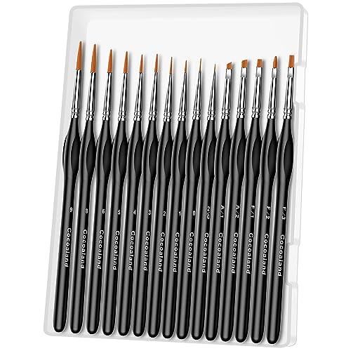 Miniature Paint Brushes,15Pcs Small Fine Tip Paintbrushes, Micro Detail Paint Brush Set, Triangular Grip Handles Art Brushes Perfect for Acrylic, Cocoaland