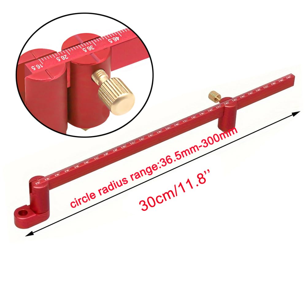 JCFANTS Woodworking Compass Scriber Adjustable Scribing Circle Ruler Woodworking Scribing Gauge Woodworking Circle Drawing Tool (300mm) JCFANTS