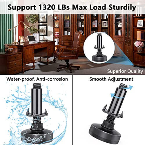 Heavy Duty Furniture Leveling Feet M10 Thread Furniture Levelers Adjustable Furniture Feet w/ T-nut Kit Table Levelers for Cabinet Workbench Chair Sanchamy