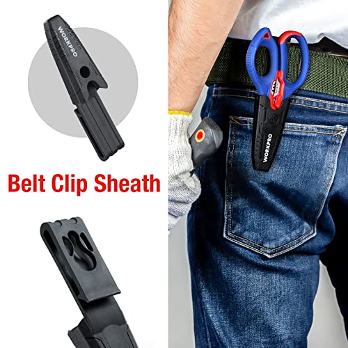 WORKPRO Stainless Electricians Scissors, 6.4" Professional Electrician Shears with Wire Stripper for Soft Cable WORKPRO