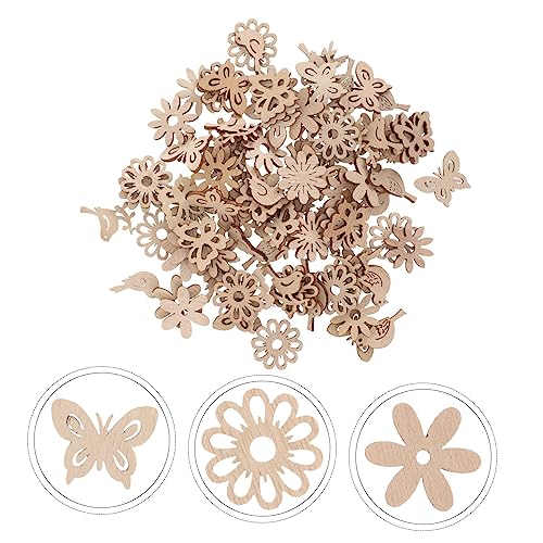 COHEALI 100pcs Pieces Wooden Slices for Centerpieces Crafts Small Flowers for Crafts Christmas Cutouts Craft Wood Slices Wooden Flowers for Crafts COHEALI