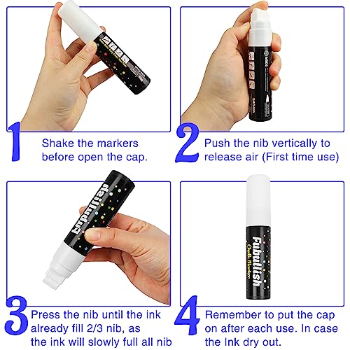 Fubullish 15mm Jumbo Markers, 5 Pack White Washable Window Marker and 12 Pack Acrylic Paint Marker Fubullish
