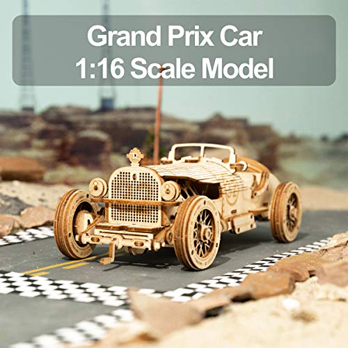 ROKR Grand Prix Car 3D Wooden Puzzle - Mechanical Model Kit for Adults and Creative Gift ROKR