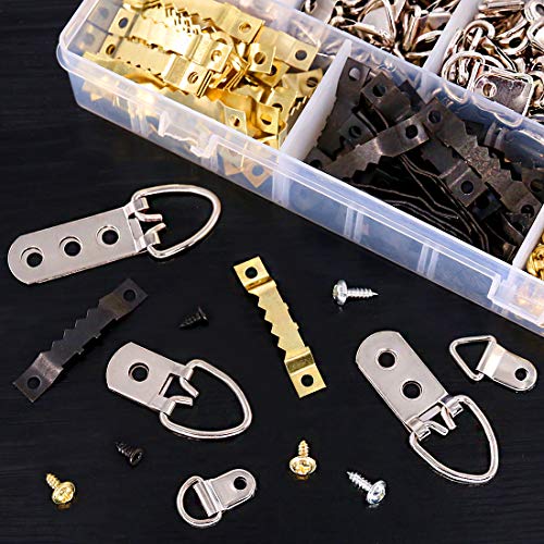 Swpeet 415Pcs Picture Hangers Kit with Screws, Heavy Duty Assorted Picture Hangers Assortment Kit for Picture Hanging Solutions with Transparent Box Swpeet